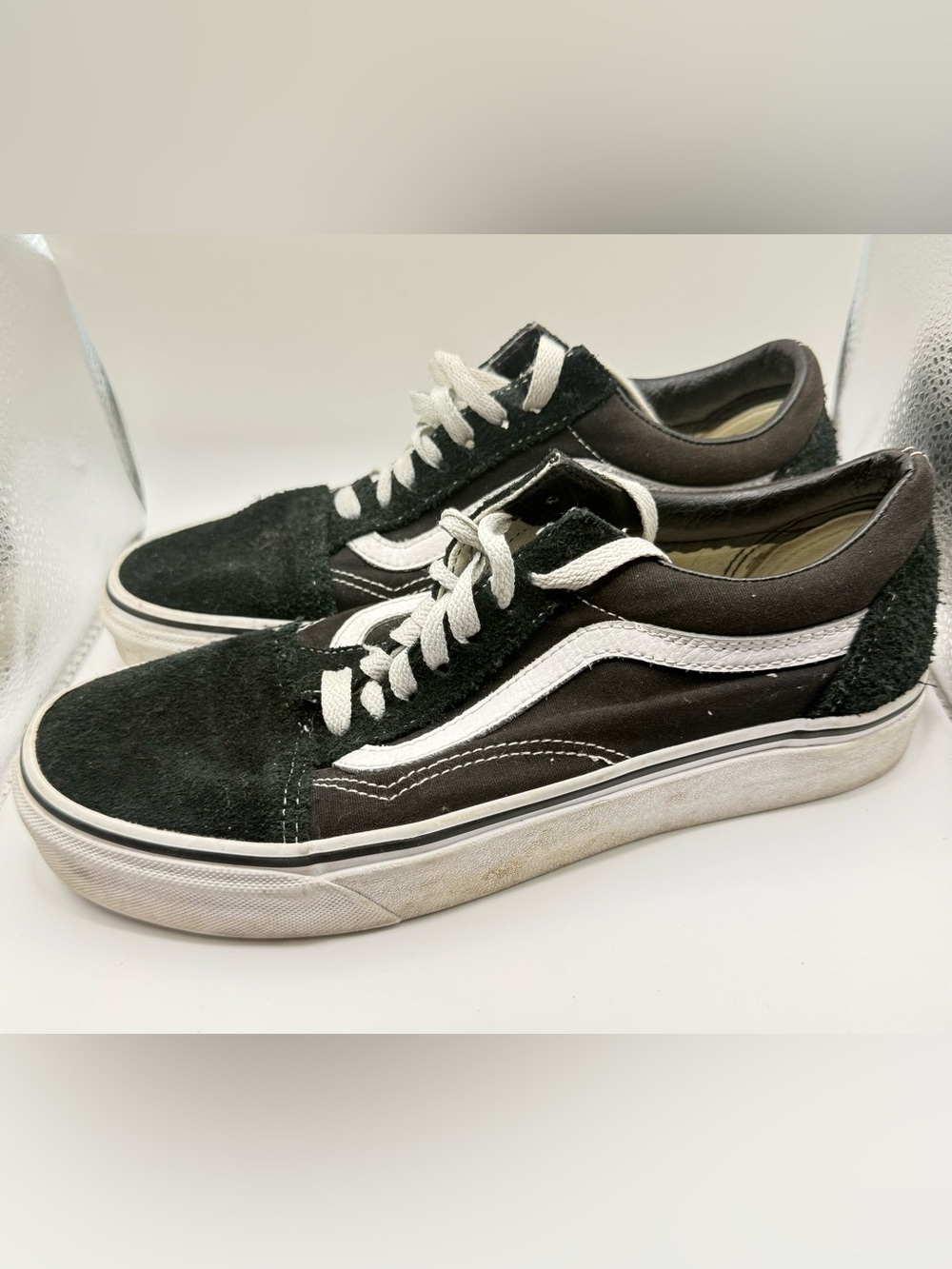 Vans Black and White Old Skool Low Top Sneakers - Picture 3 of 6